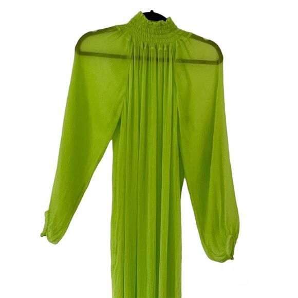 Mara Hoffman Edmonia Dress Stencil Midi Sheer Neon Lime Green Cover Up Size XS - Picture 3 of 15